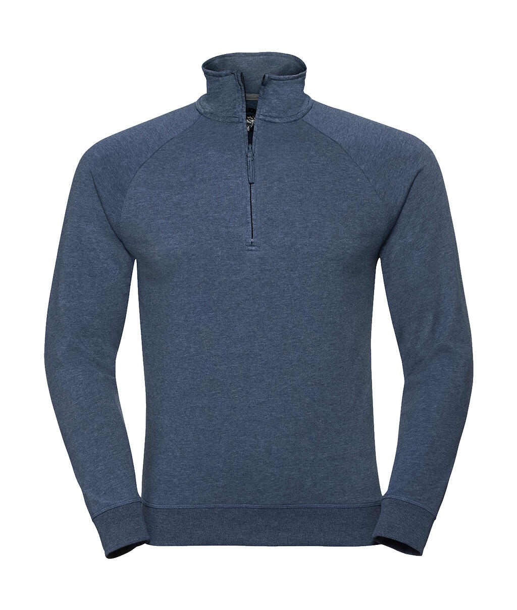 Herensweatshirt met 1/4 rits en HD French Terry-afwerking - N9 - Helder marineblauw gemêleerd