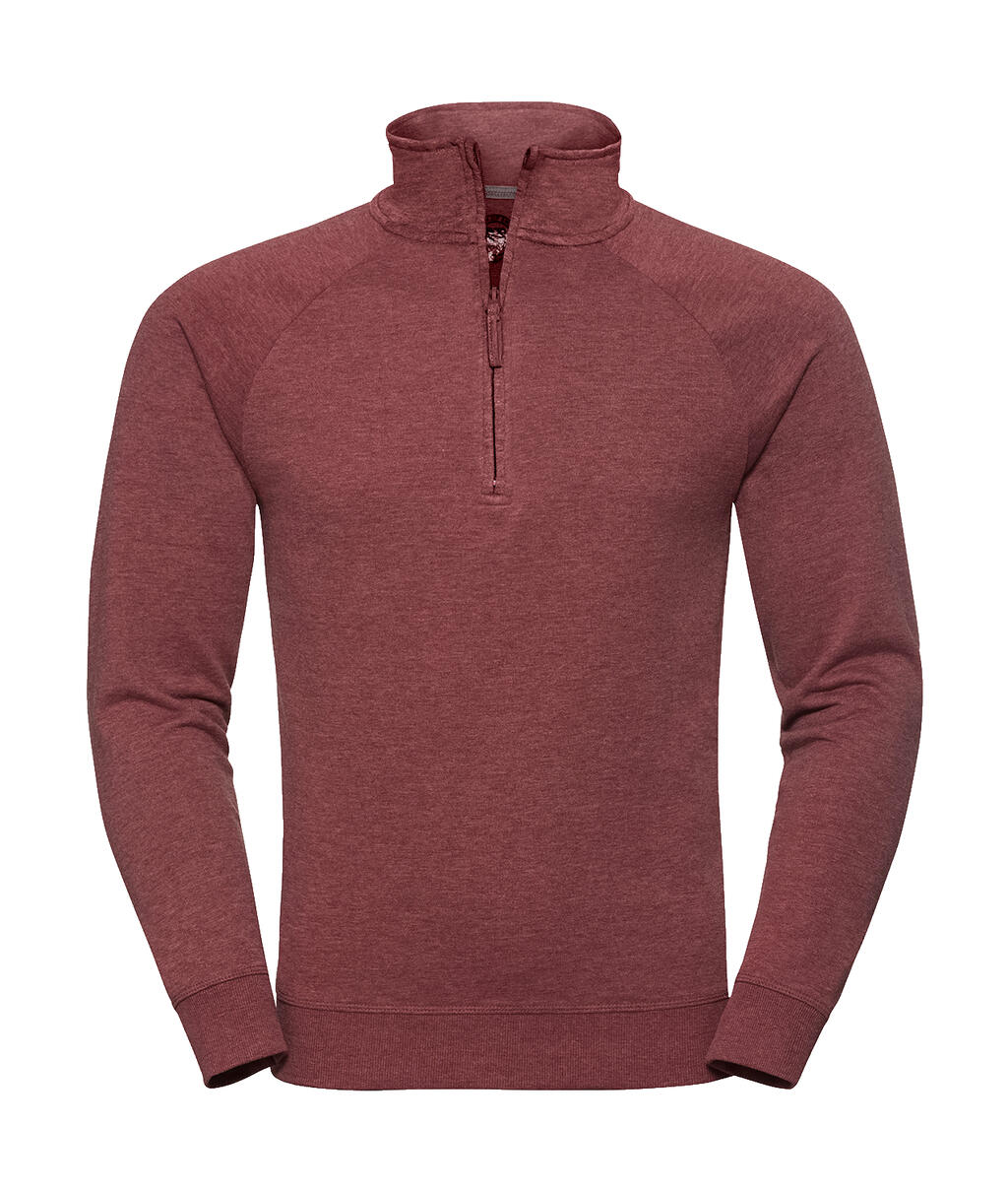 Herensweatshirt met 1/4 rits en HD French Terry-afwerking - MM - Kastanjebruine Mergel