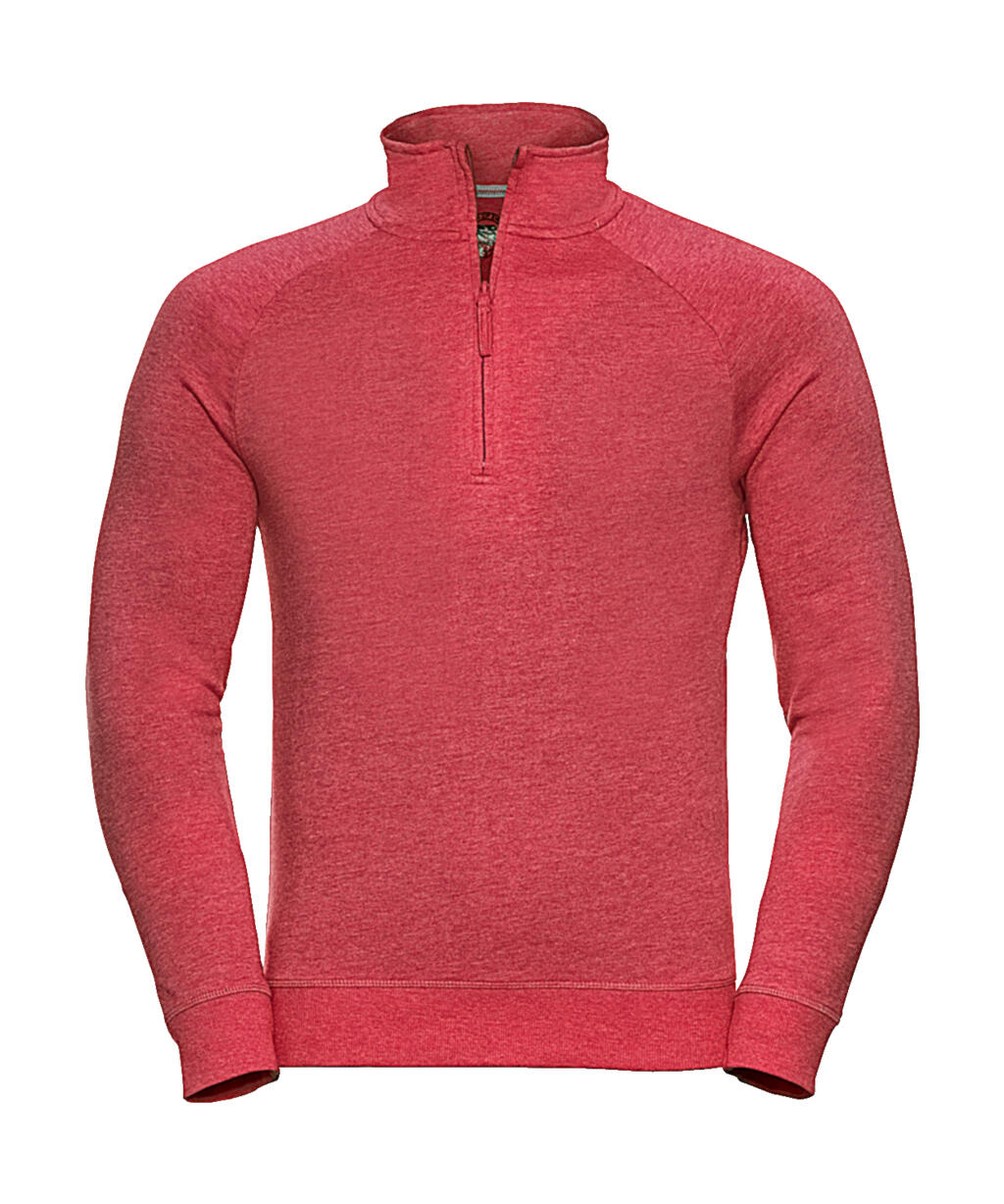 Herensweatshirt met 1/4 rits en HD French Terry-afwerking - RM - Rode Mergel