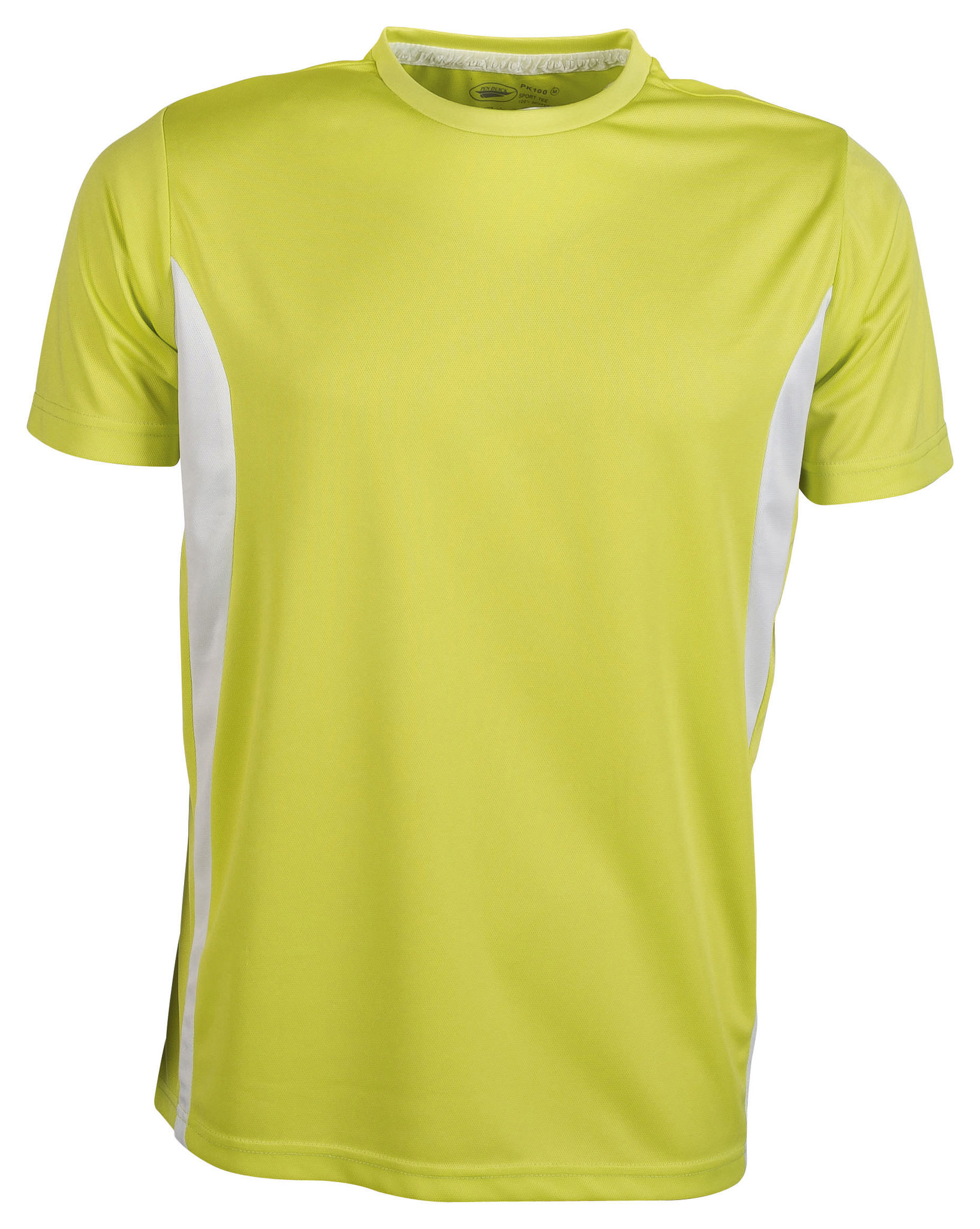 T-shirt de sport à manches courtes et col rond contrasté - LL - Citron vert clair/Blanc