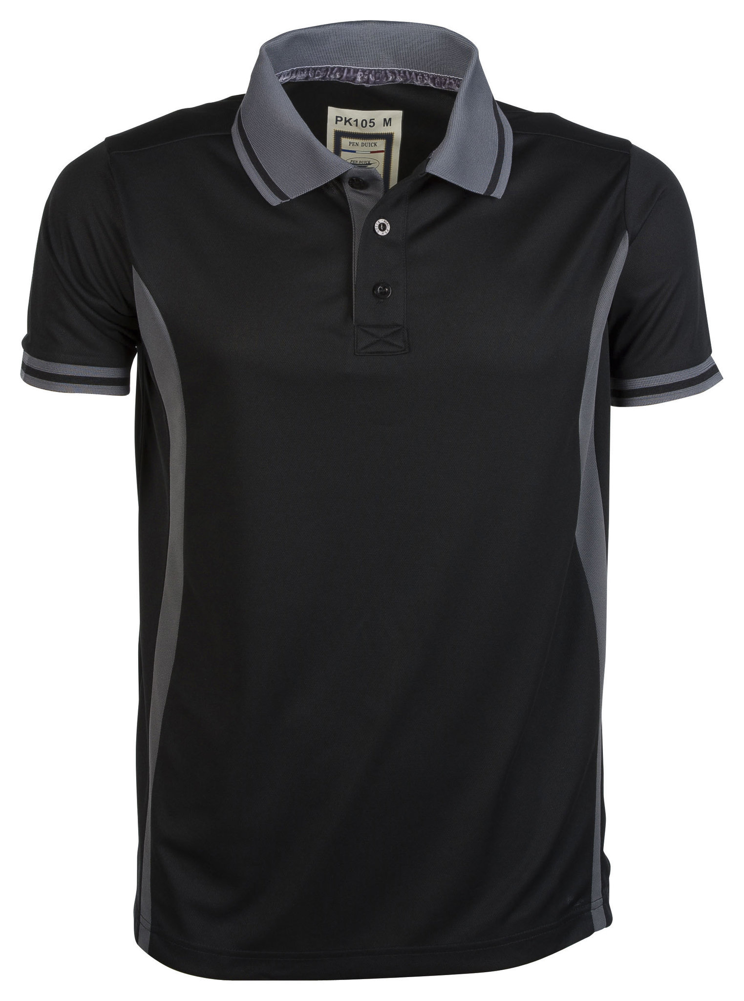 polo de sport à manches courtes contrastées - BK - Noir