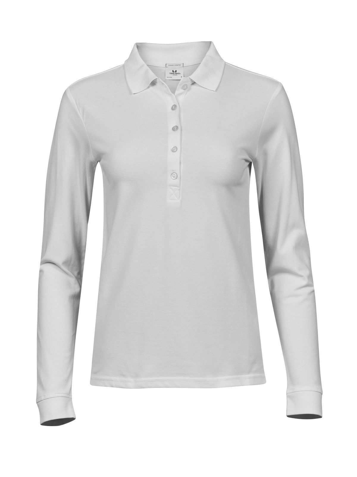 Polo de luxe extensible à manches longues pour femmes - WHT - Blanc