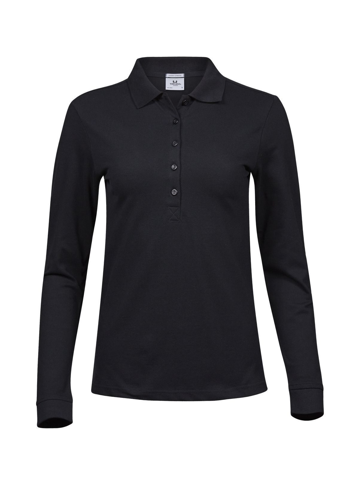 Polo de luxe extensible à manches longues pour femmes - BLK - Noir