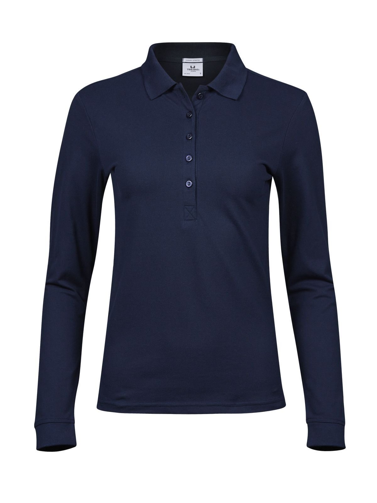 Polo de luxe extensible à manches longues pour femmes - NVY - Marine