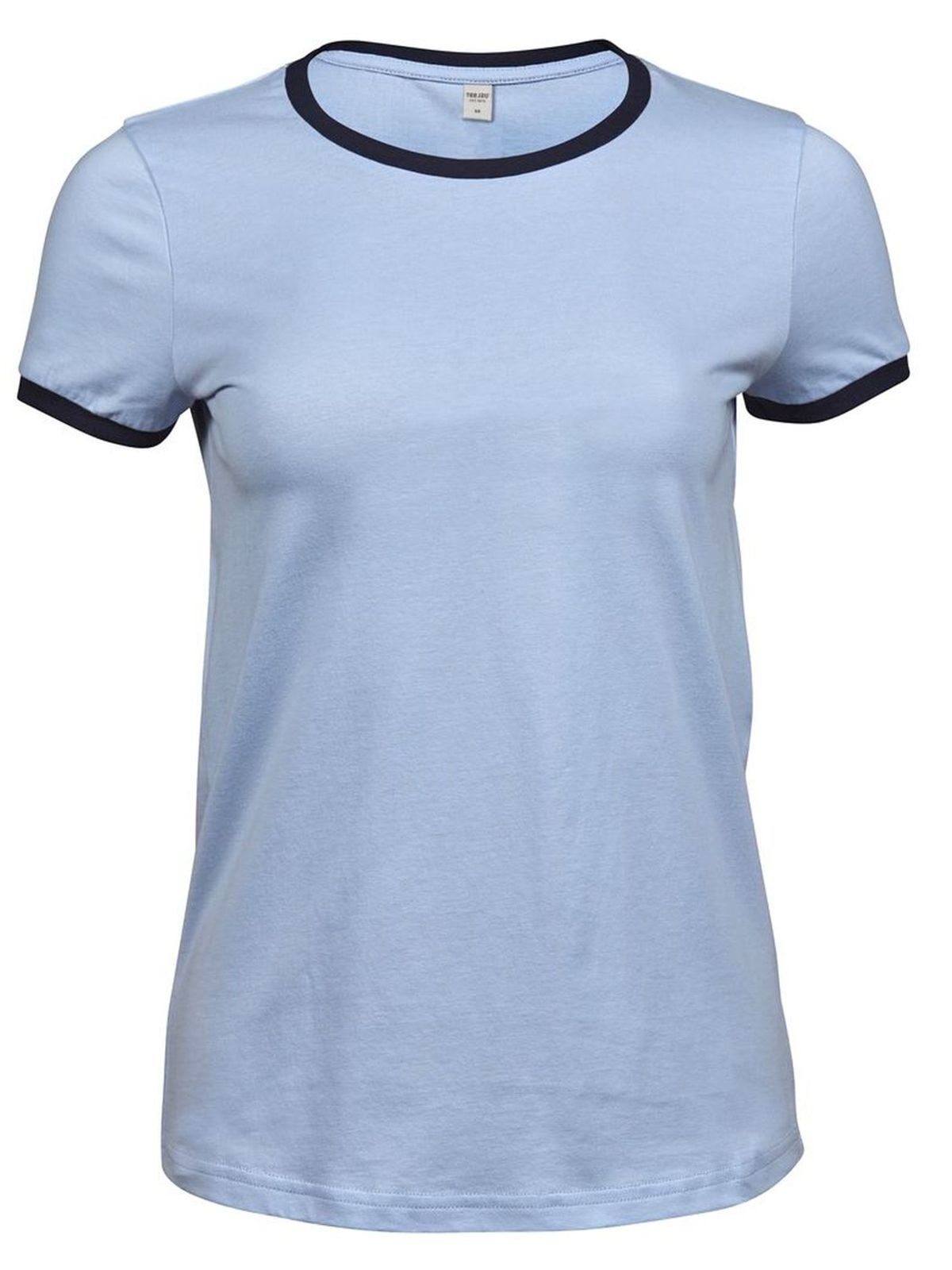 Dames T-shirt met contrasterende boord - 315 - Lichtblauw