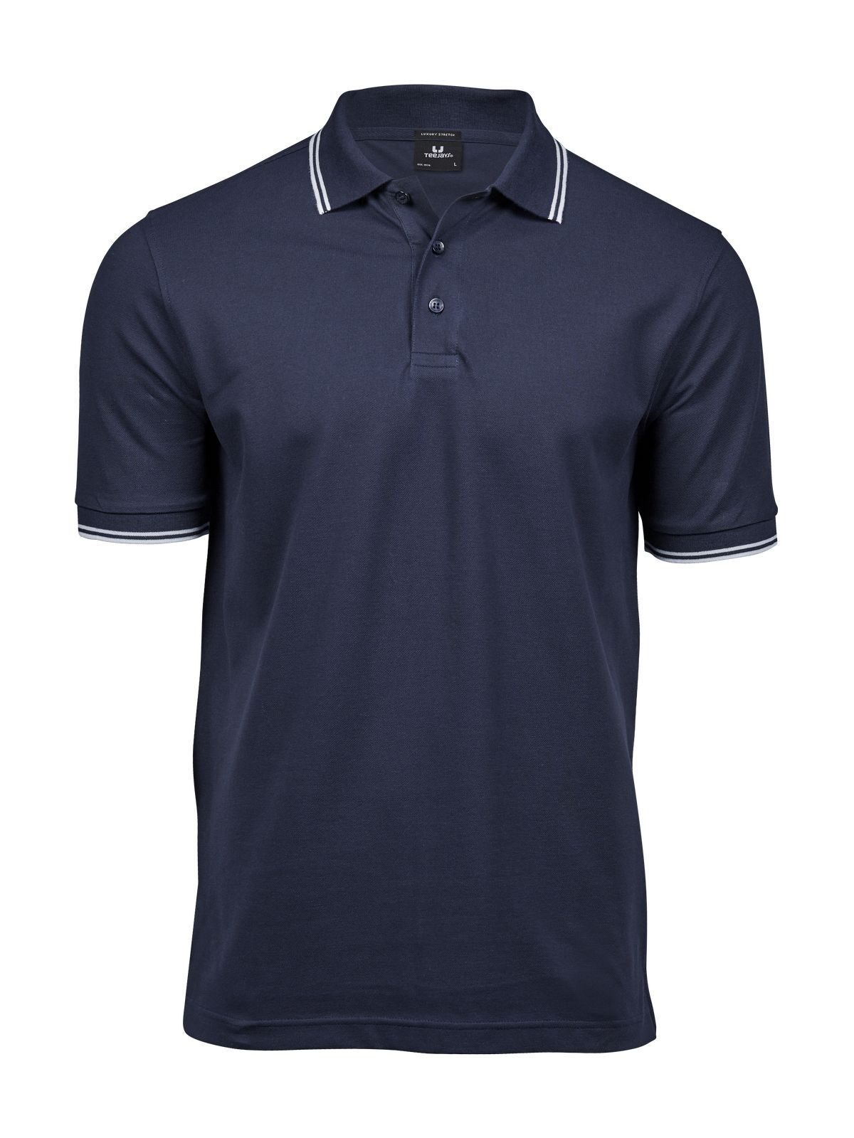 Luxe stretchpolo met strepen voor heren - Marineblauw/Wit