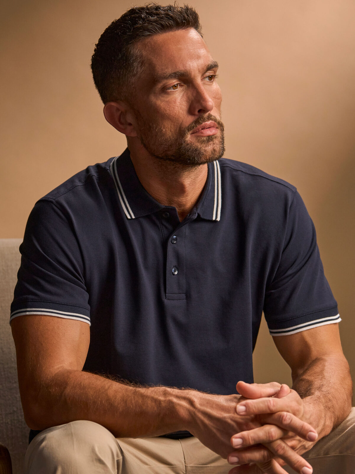 Luxe stretchpolo met strepen voor heren