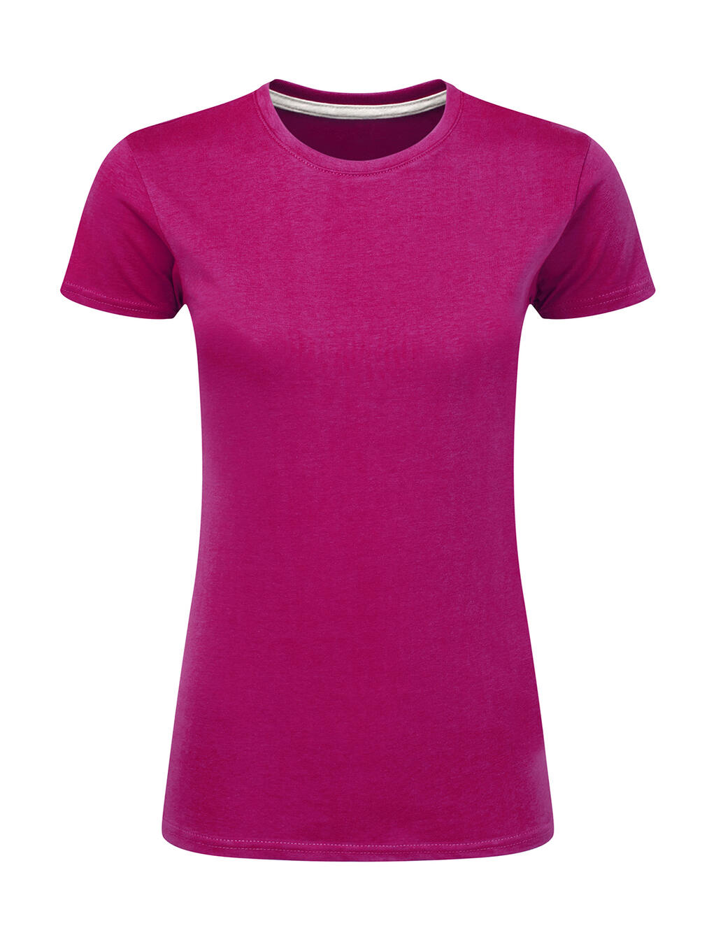 Dames T-shirt met logo, zonder label. - 423 - Donkerroze