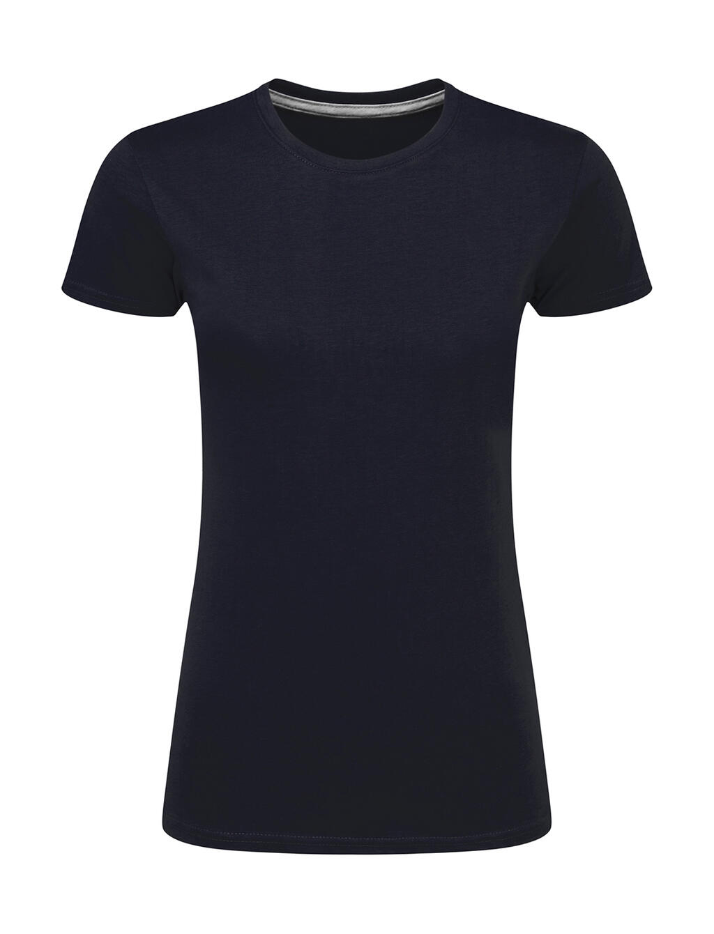 Dames T-shirt met logo, zonder label. - 200 - Donker marineblauw