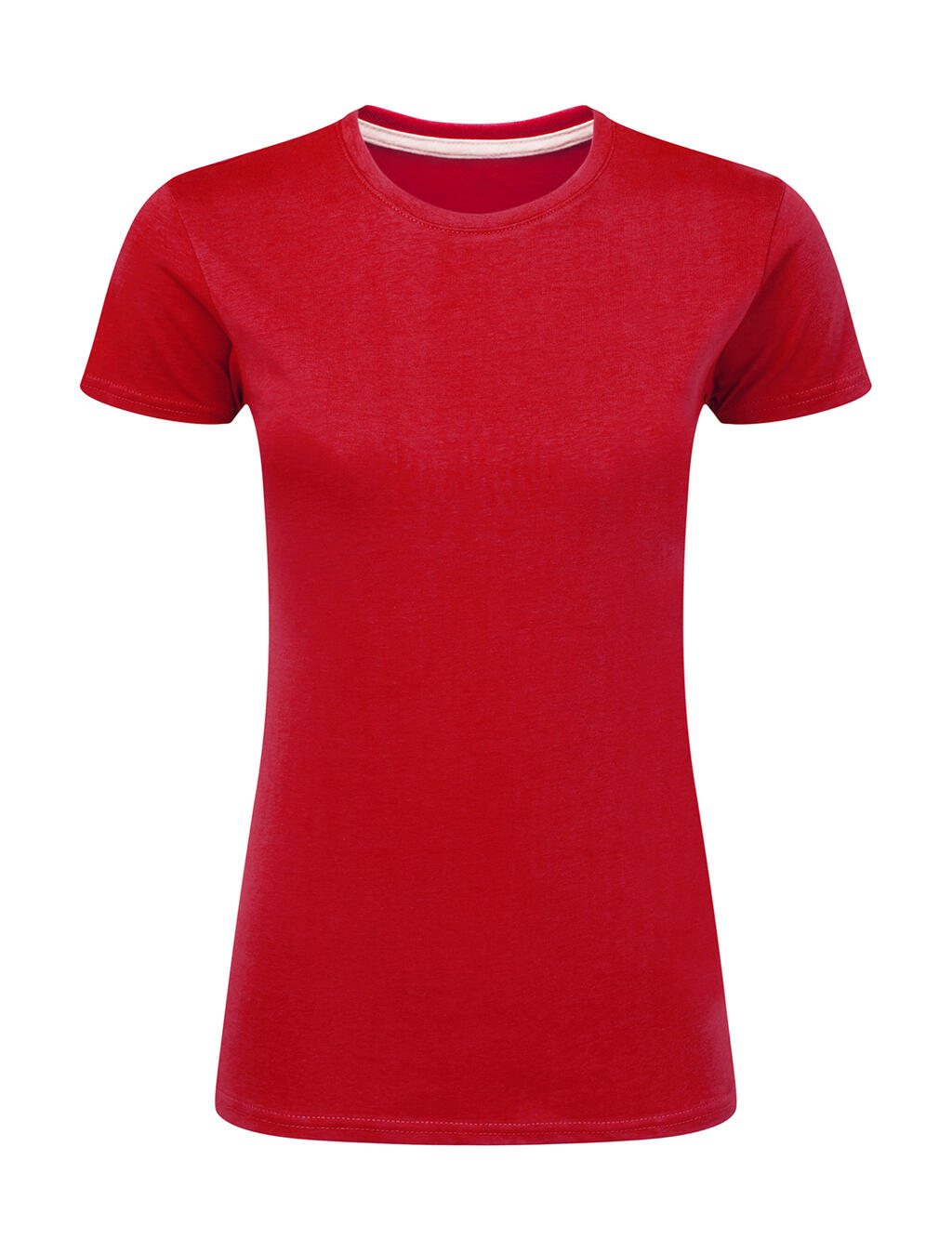 Dames T-shirt met logo, zonder label. - 400 - Rood