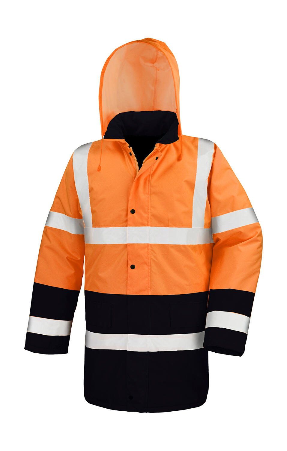 Manteau de sécurité bicolore pour autoroute - Orange fluorescent/noir