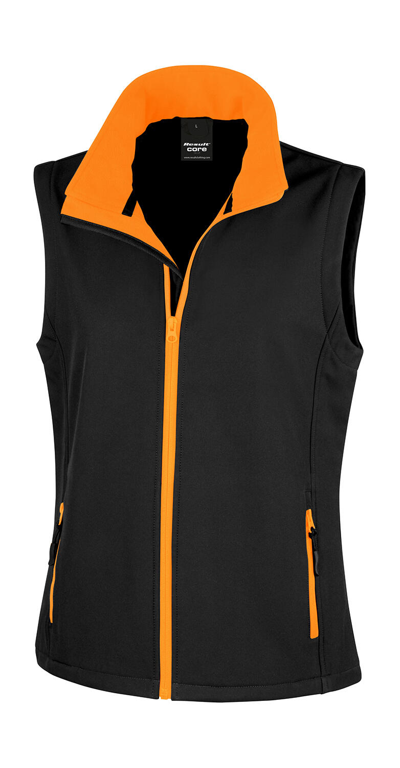Printbaar softshell vest voor dames - 178 - Zwart/Oranje