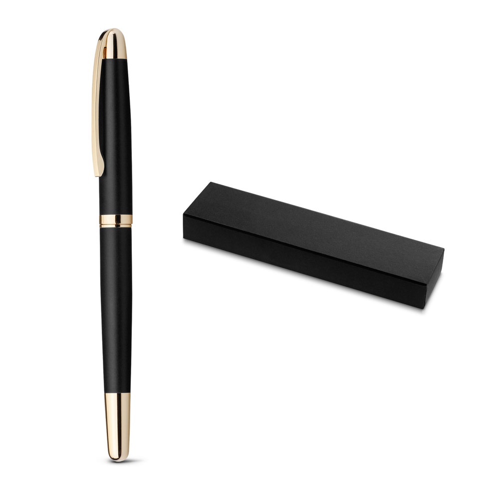 EZEKIEL ROLLER. Metalen rollerballpen met gouden details.