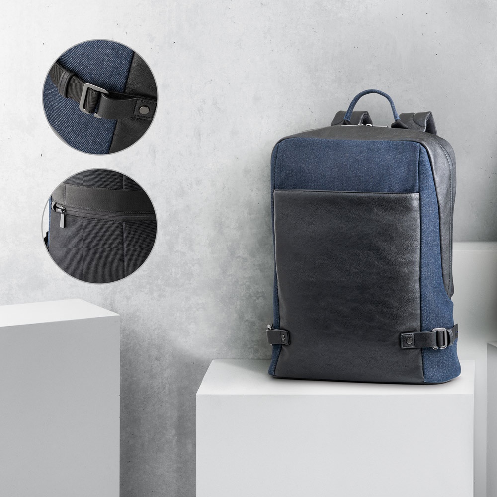 DIVERGENT BACKPACK I. Laptoprugzak voor laptops tot 47 cm (15'6'') in denim en PU