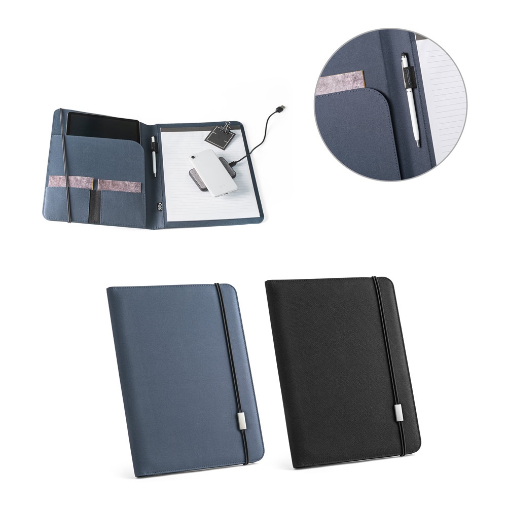 EMERGE FOLDER II. A4-map van gerecycled polyester (100% rPET) 300D met elastische sluiting.