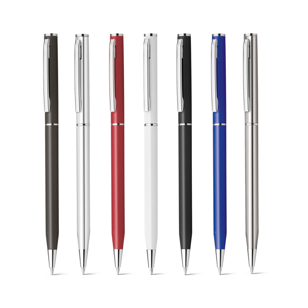 LESLEY METALLIC. Aluminium balpen met clip en draaimechanisme.