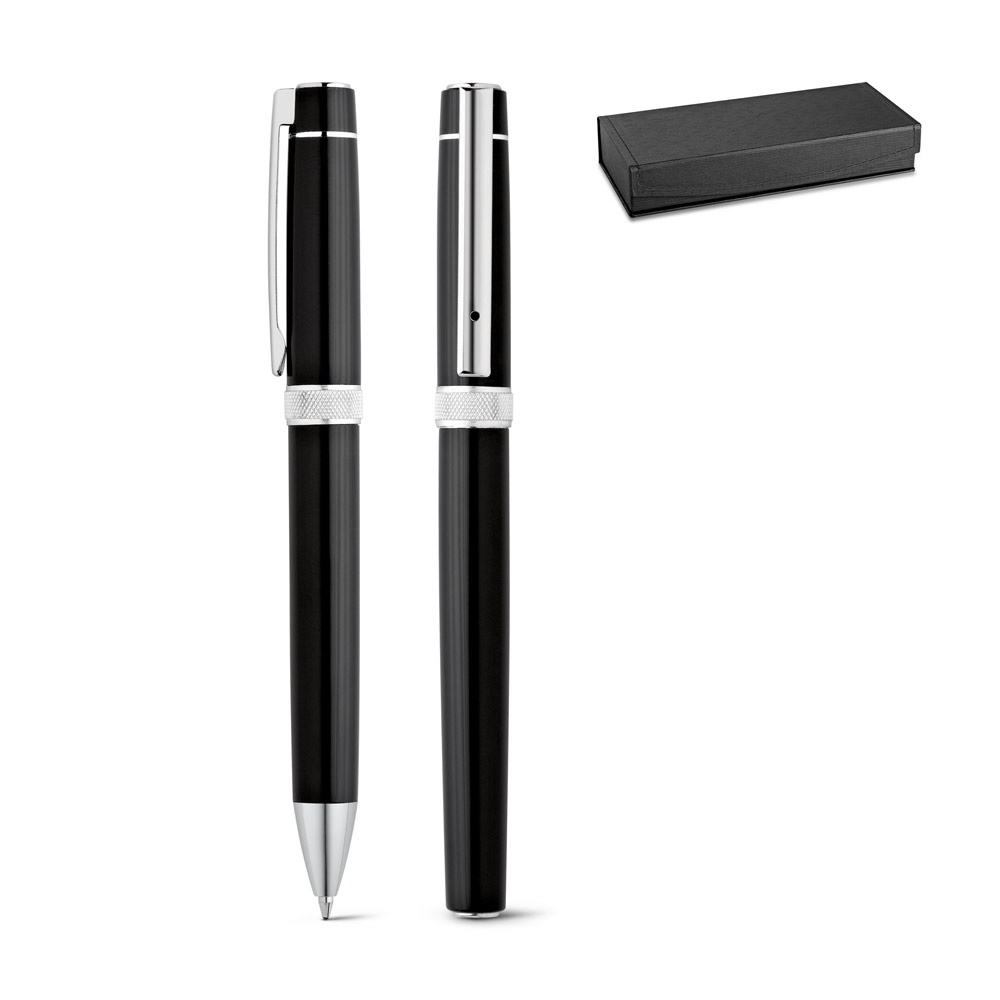 DOURO. Set van metalen rollerball- en balpen.