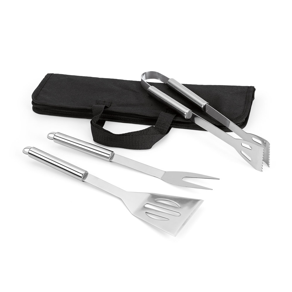 SOARES. 3-delige roestvrijstalen barbecueset.