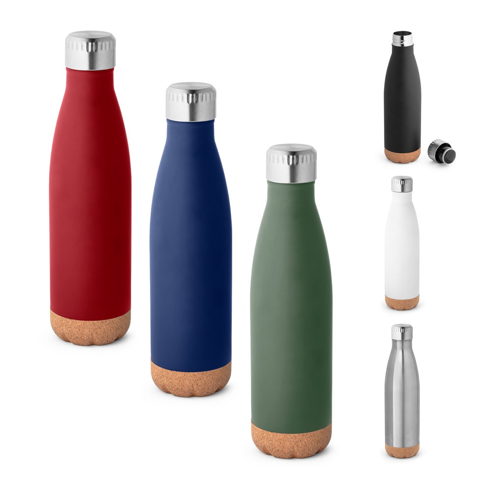 SOLBERG. Thermosfles van roestvrij staal met kurken bodem, 560 ml.