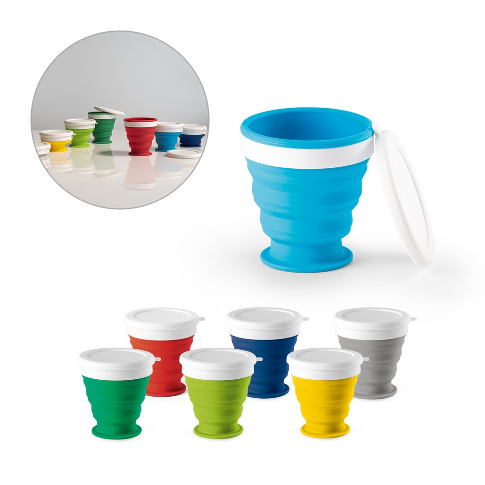 ASTRADA. Opvouwbare reisbeker van siliconen en PP, 250 ml.