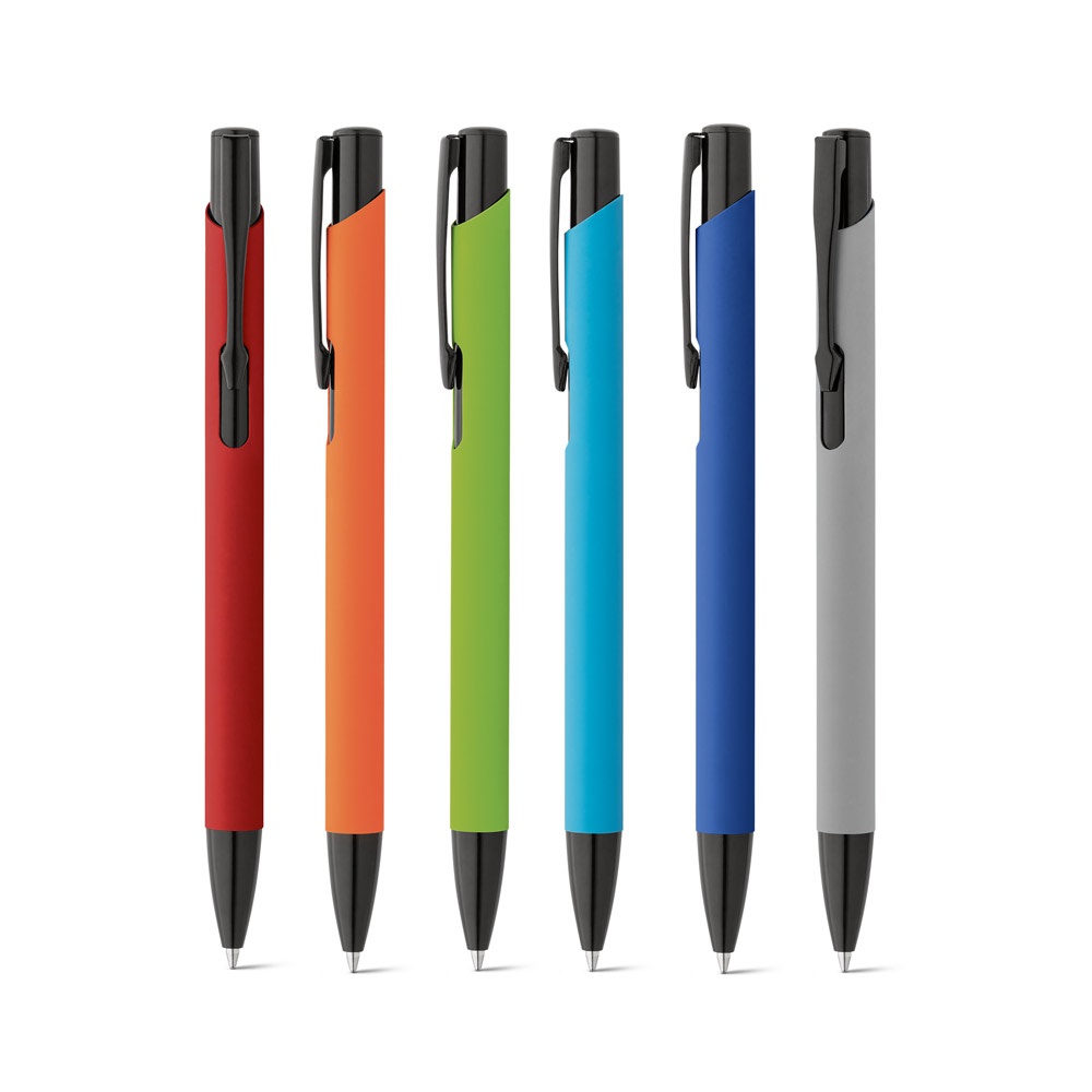Poppins. Aluminium balpen met rubberen afwerking.