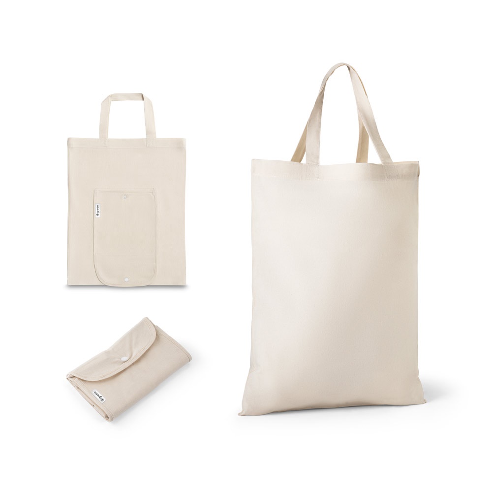 BEIRUT. Opvouwbare draagtas gemaakt van katoen (50%), gerecycled katoen (30%) en polyester (20% rPET) (140 g/m²).