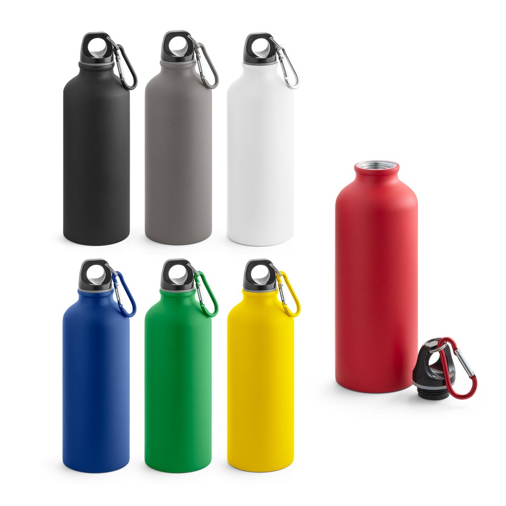 HILL. Aluminium fles van 540 ml met karabijnhaak.