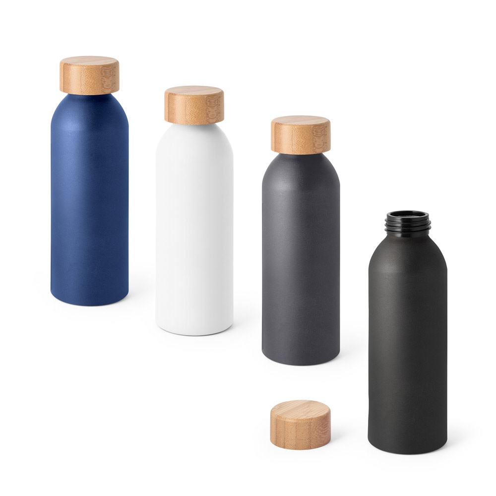 QUETA. Aluminium fles van 550 ml met bamboe deksel.