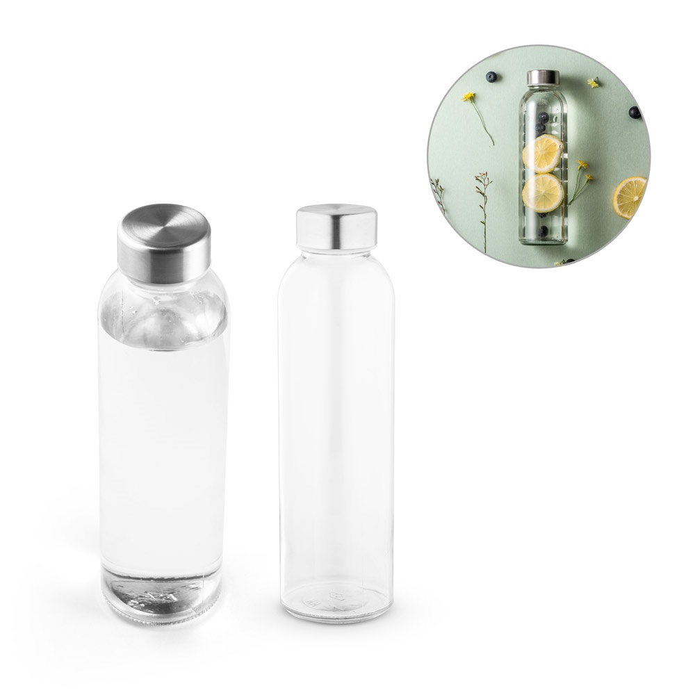 SOLER. Glazen fles met roestvrijstalen dop voor sublimatie, 500 ml.