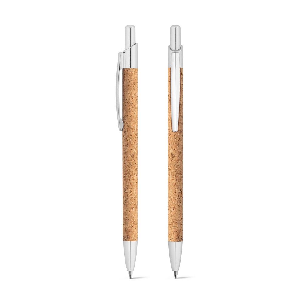 NATUUR. Balpen gemaakt van kurk en gerecycled aluminium (100% rAL) met clip.