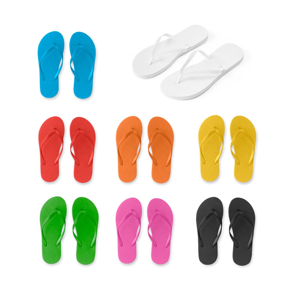 MAUPITI L/XL. Comfortabele teenslippers met PE-zolen en PVC-bandjes.
