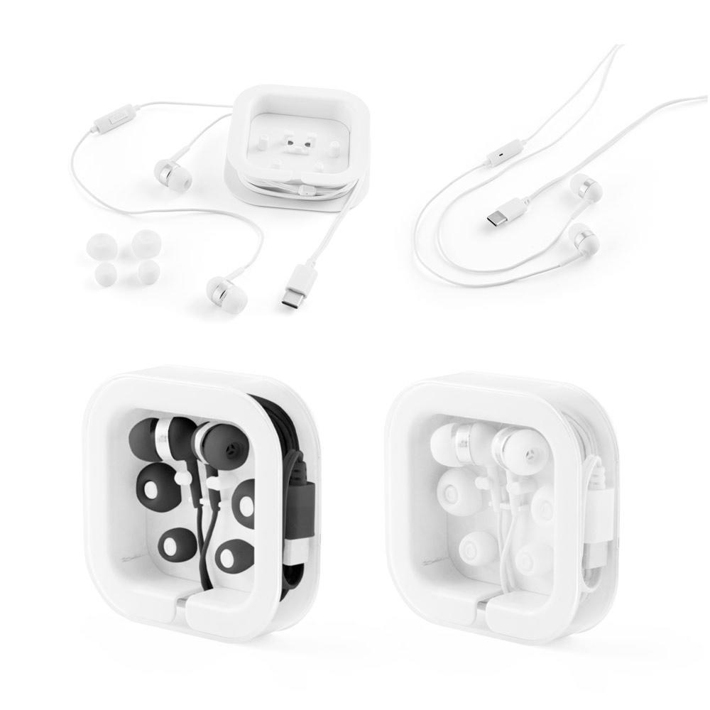PRESLEY. Oordopjes met 1,2 meter USB-C-kabel en ingebouwde microfoon, gemaakt van ABS.