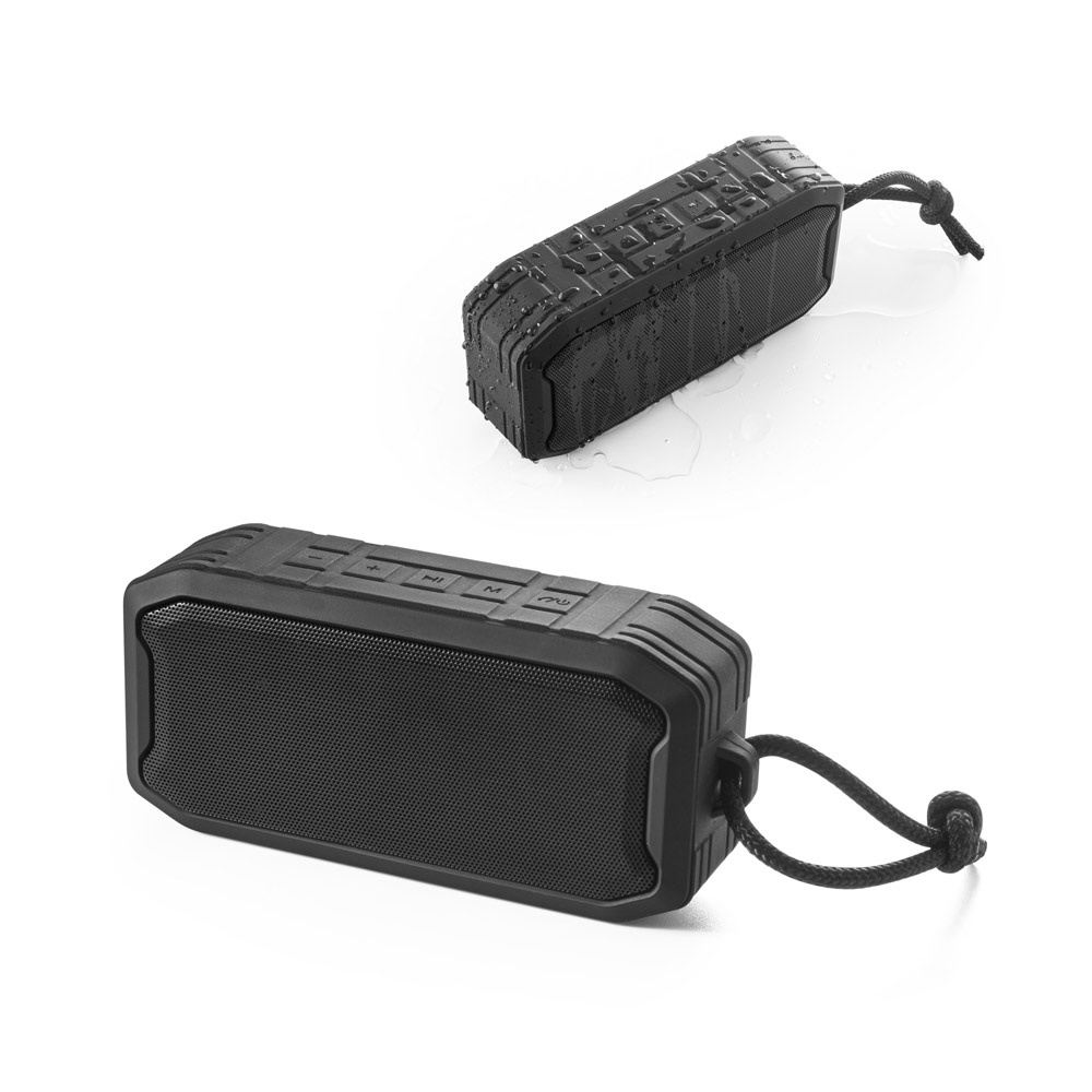SHEERAN. Draagbare speaker van 10 W met IPX7-bescherming en een batterijduur van 9 uur, gemaakt van gerecycled ABS.