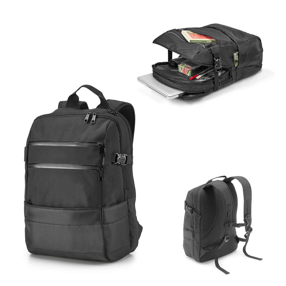 Rugzak met ritssluiting. Laptoprugzak voor 15,6 inch laptops, gemaakt van 300D polyester en 840D jacquard.