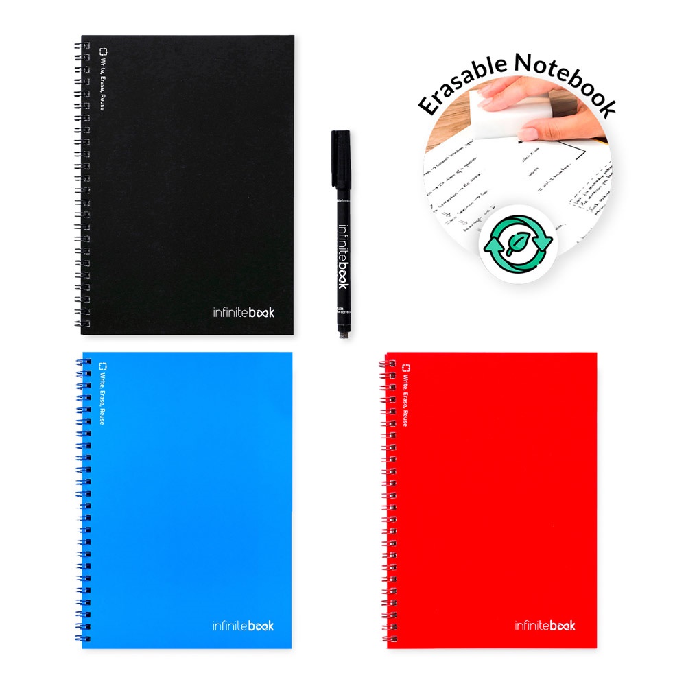 INFINITEBOOK PLAIN A5. Infinitebook met flexibele omslag en 15 blanco pagina's in whiteboardstijl.