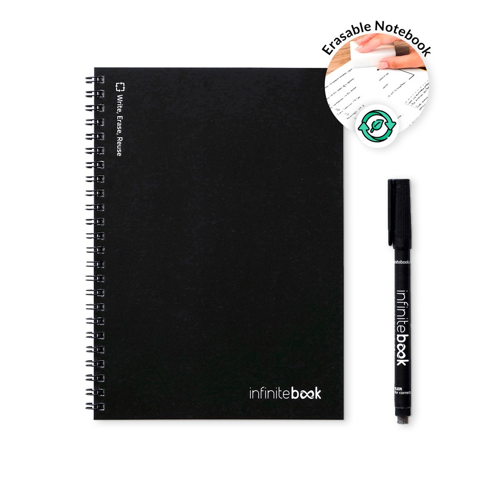 INFINITEBOOK LINED A5. Infinitebook met flexibele omslag en 15 blanco pagina's in whiteboardstijl.