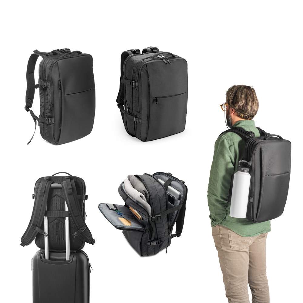 DALLAS. Rugzak van 600D gerecycled polyester met hoge dichtheid voor 17,3-inch laptops.