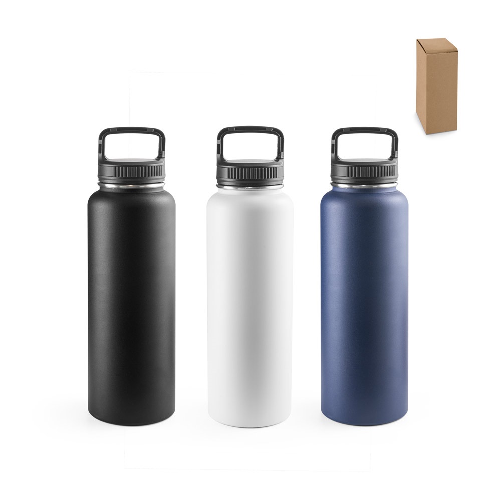 SINNER. Waterfles van 90% gerecycled roestvrij staal met een grote inhoud van maximaal 1200 ml.