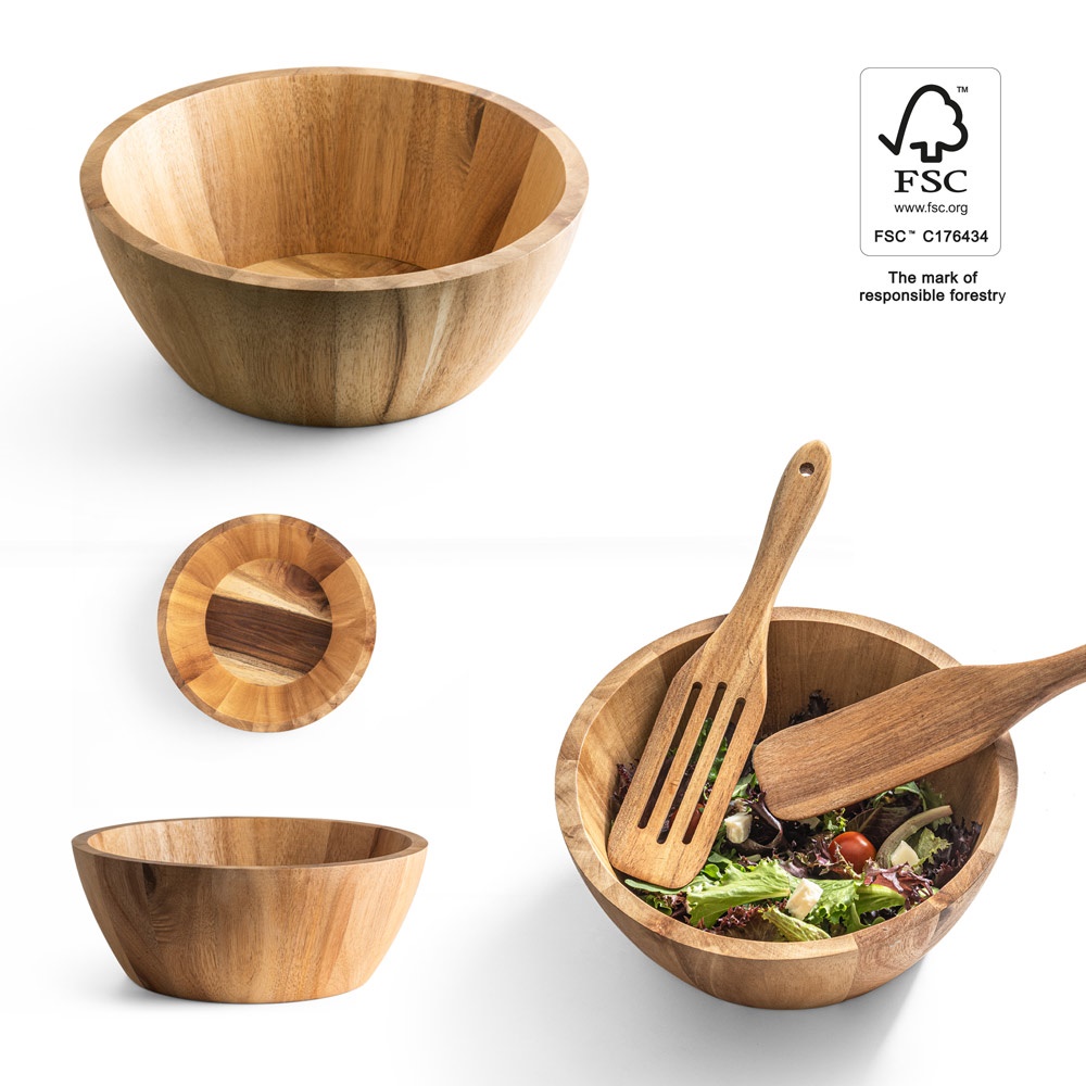 SAGE. Ronde saladeschaal van acaciahout.