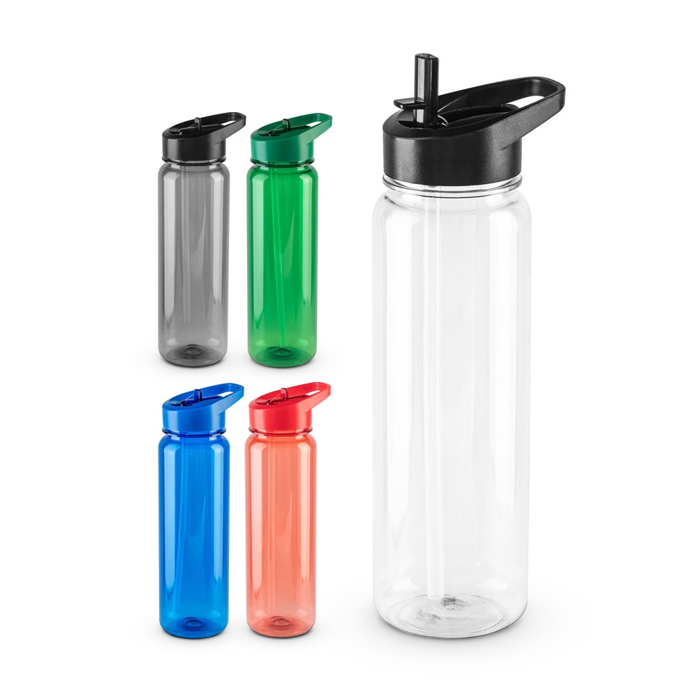 GILMORE. Doorzichtige waterfles van 750 ml, gemaakt van 100% gerecycled PET (rPET) met een glanzende afwerking.