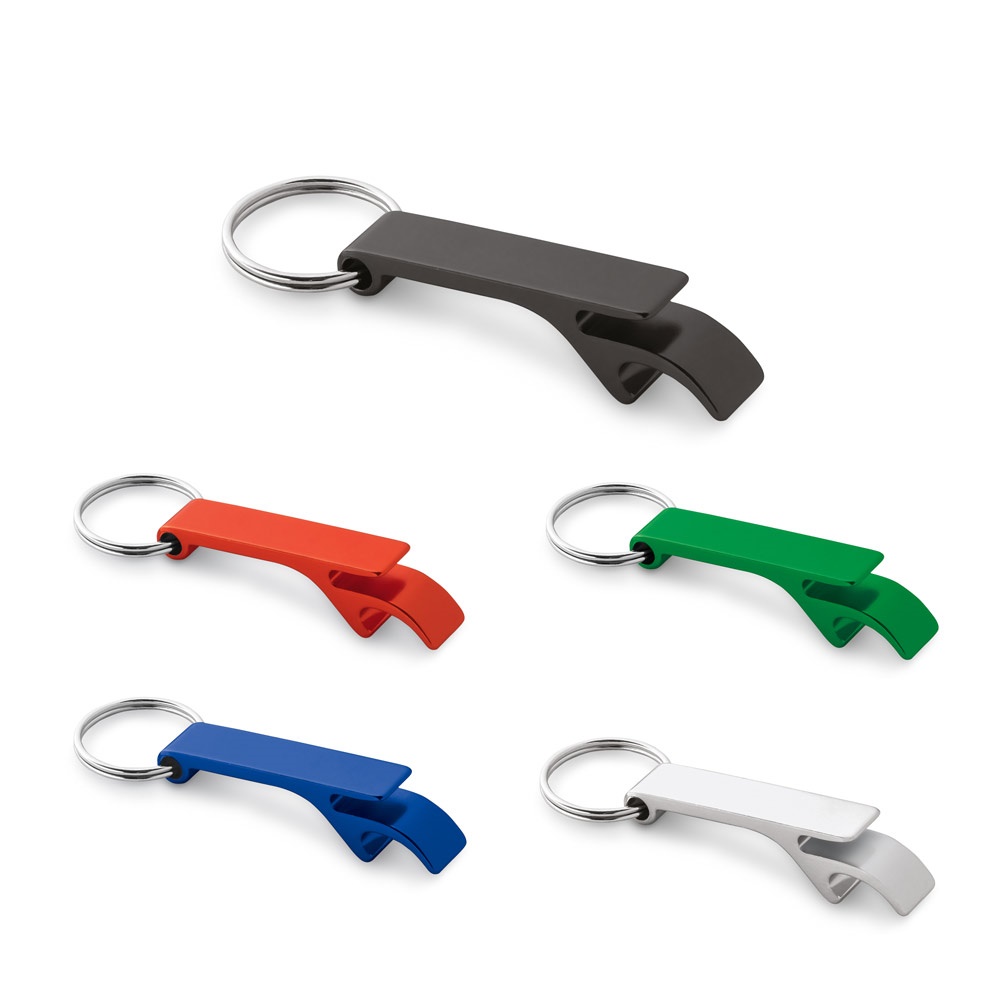 RE-BAITT. Sleutelhanger met flesopener, gemaakt van gerecycled aluminium (100% rAL).