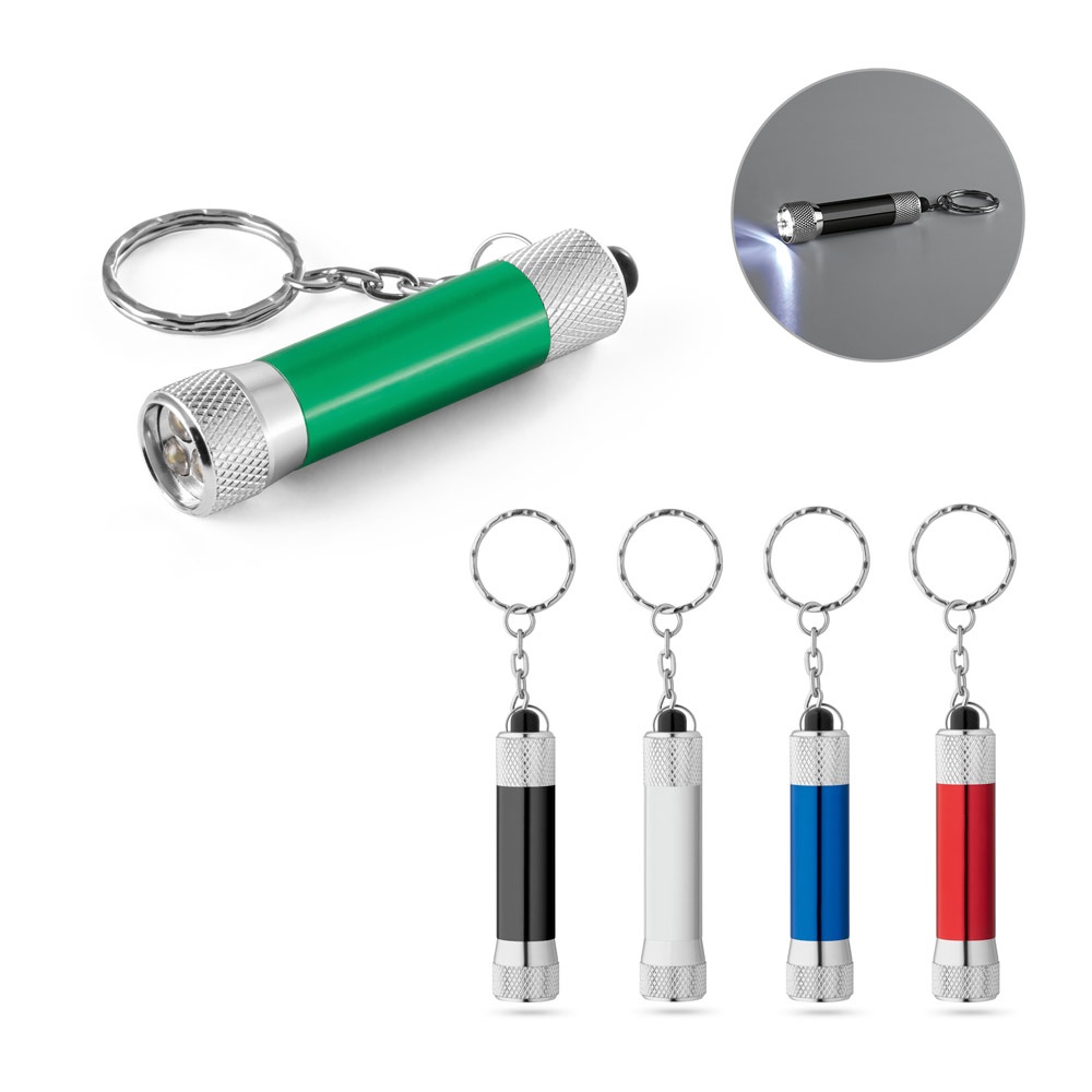 RE-LERGAN. Aluminium sleutelhangertje (92% gerecycled) met 3 LED-lampjes.
