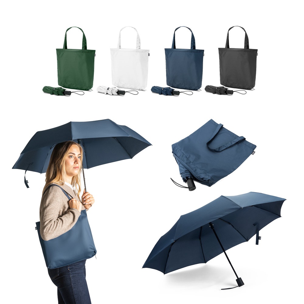 SKYLAR. 2-in-1 paraplu met een bijgeleverde boodschappentas van gerecycled polyester.