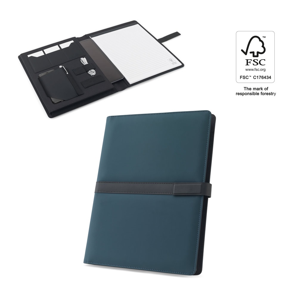 SANDERSON MAP. A4 PU-map (50% gerecycled) met magnetische sluiting en gelinieerd notitieblok.