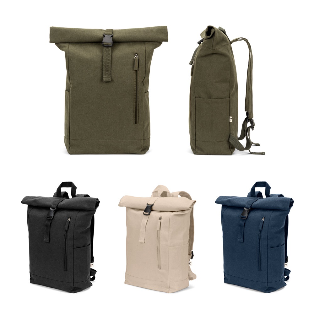 SAINT. Sac à dos à enroulement en coton recyclé et polyester recyclé (380 g/m²)