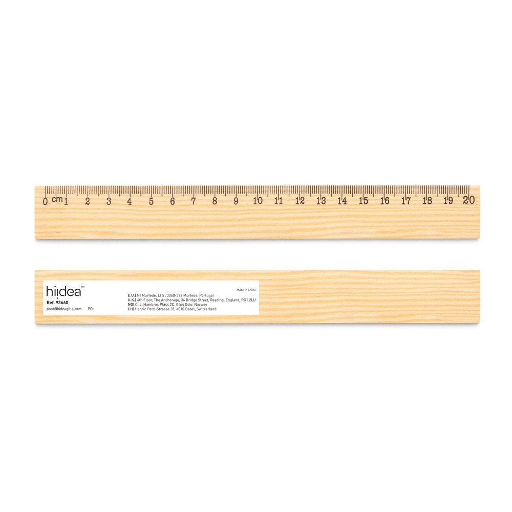 WESLEY 20. Grenenhouten liniaal met schaalverdeling van 20 cm.