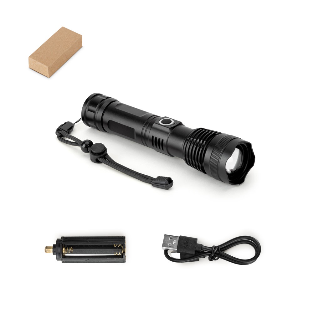 YVIAN. Lampe torche rechargeable 10W en aluminium (100% rAL).