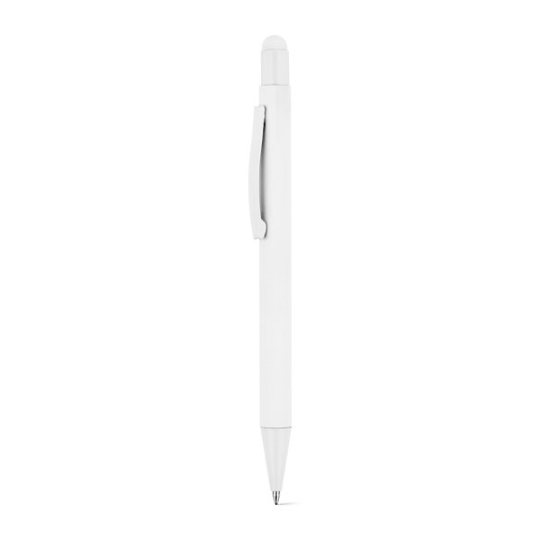 CLINT TOUCH. Balpen met een modern design, gemaakt van gerecycled aluminium (100% rAL) met een rubberen afwerking. - 106 - Wit
