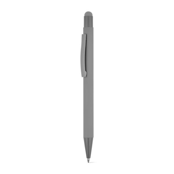 CLINT TOUCH. Balpen met een modern design, gemaakt van gerecycled aluminium (100% rAL) met een rubberen afwerking. - 113 - Grijs