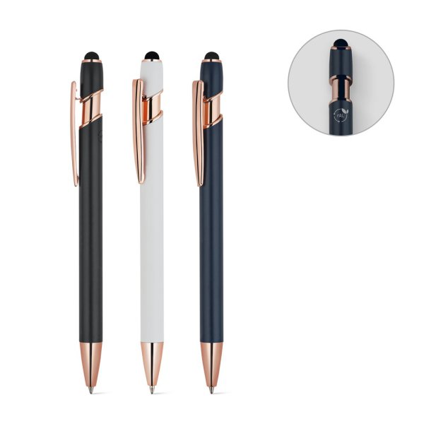 NEIL ROSE. Balpen gemaakt van gerecycled aluminium (100% rAL), met een matte afwerking en blauwe inkt.